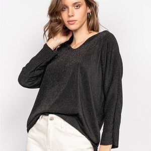 color me red women’s black silver top S L128-46